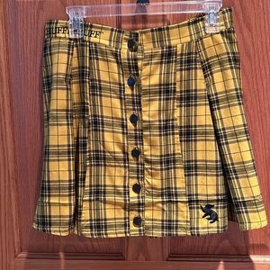 Harry Potter Hufflepuff Yellow Plaid Skirt Sz M